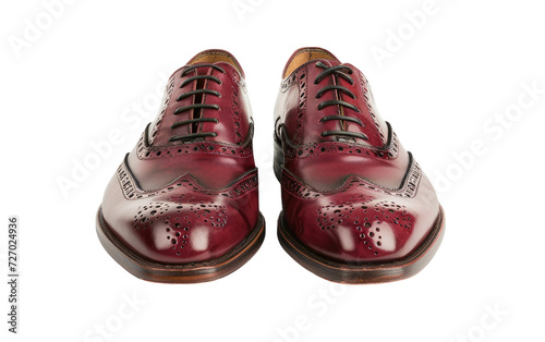 Wine dress boots, Brogue shoes-wine Isolated on transparent background.