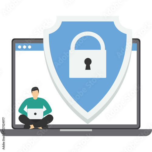database security, phishing, hacker attack concept. hackers stealing personal data. flat design illustration vector

