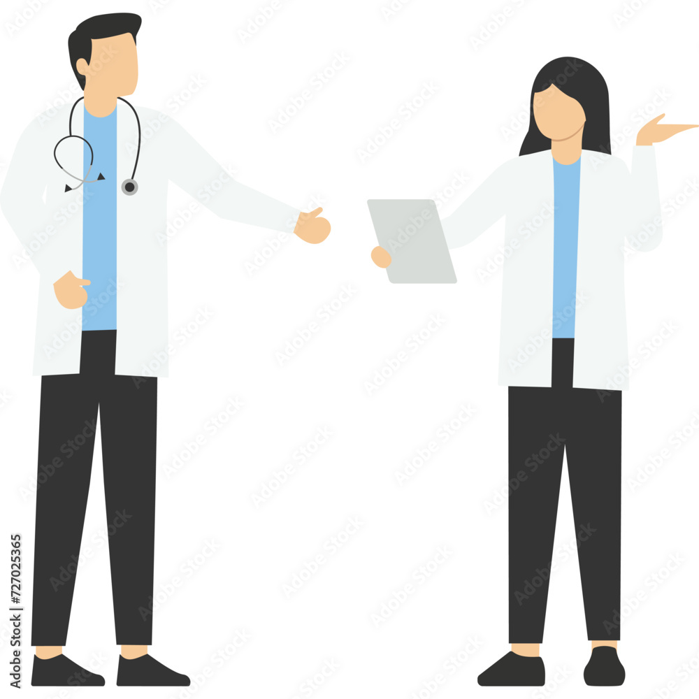 Male and feamle doctor talking with patients. Healthcare services, Ask a doctor. Therapist in uniform with stethoscope. Gynecologist and urologist, medical team concept. Medical clinic staff.
Male and feamle doctor talking with patients. Healthcare services, Ask a doctor. Therapist in uniform with stethoscope. Gynecologist and urologist, medical team concept. Medical clinic staff.