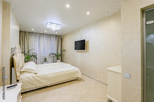 standard room interior apartment. view kind of decor home decoration in hostel house for sale  bedroom with bed  a cozy place to sleep and relax
