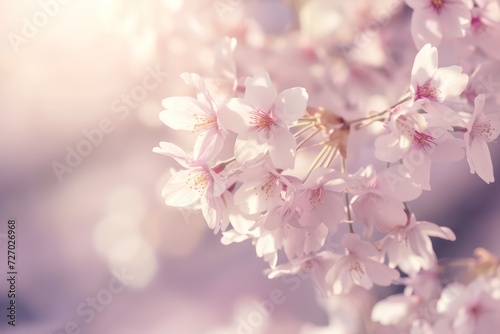 Realistic illustration of Japanese Sakura blossom. Macro photography of Japanese cherry tree