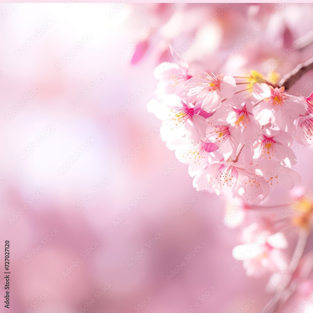 Realistic illustration of Japanese Sakura blossom. Macro photography of Japanese cherry tree