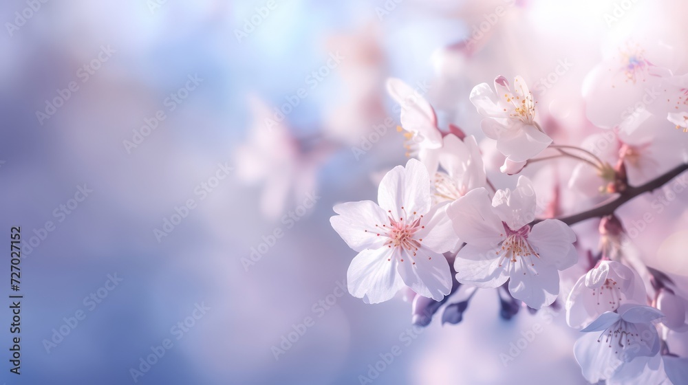 Realistic illustration of Japanese Sakura blossom. Macro photography of Japanese cherry tree