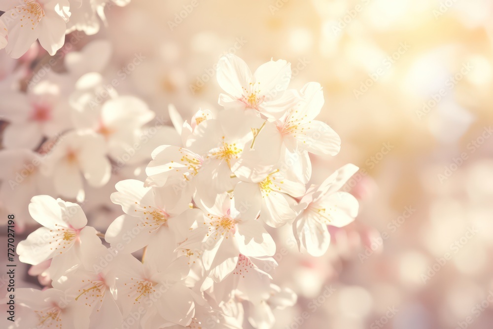 Realistic illustration of Japanese Sakura blossom. Macro photography of Japanese cherry tree