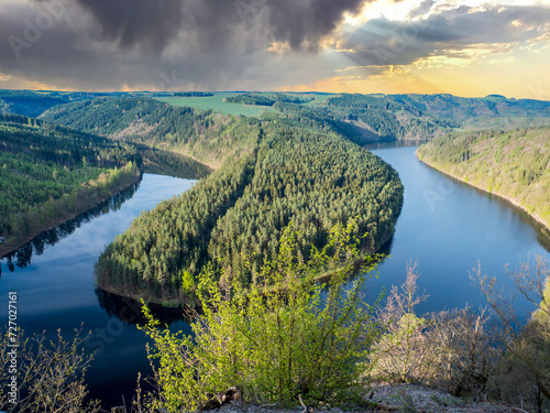 landscape with Saale loop in Thuringia photo