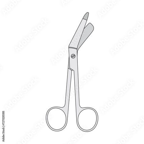 Kids drawing Cartoon Vector illustration bandage scissors Isolated in doodle style