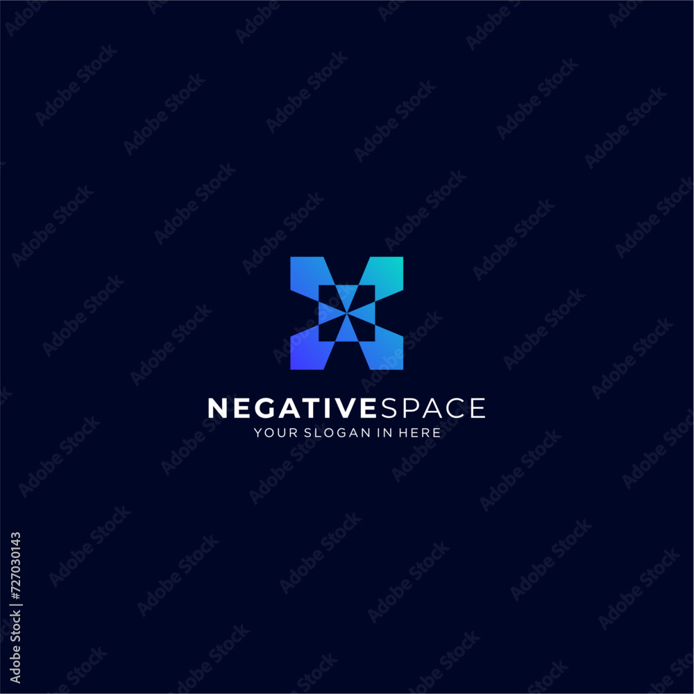 Obraz premium negative space logo design abstract sign logo design technology logo design brand sign logo design