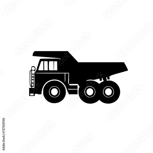 mining truck icon silhouette - flat design