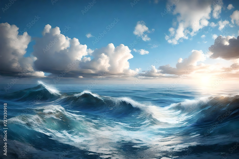 Digital rendering of sea and sky 