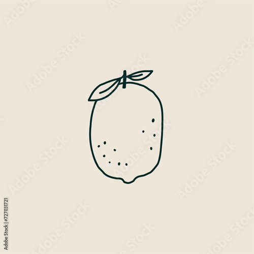Minimalist Citrus Fruit Lemon Flavor Logo for Business Branding, Packaging, Websites Design and Creative Studio. Hand Drawn Vector Minimalist Illustration