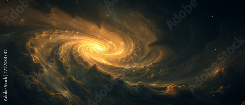 Abstract Background with Gold Spiral Nebula
