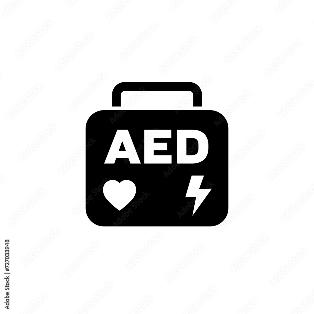 AED icon, automated external defibrillator bag vector AED icon, automated external defibrillator bag vector