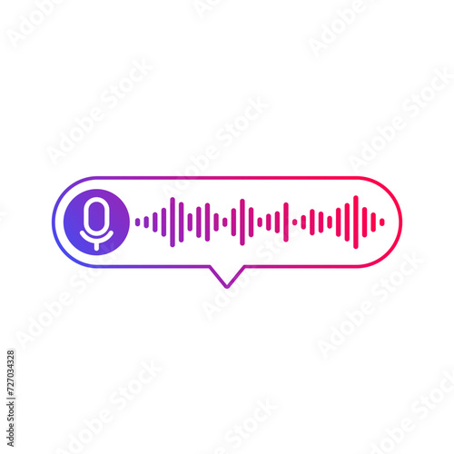 Voice message icon on white, audio note vector design