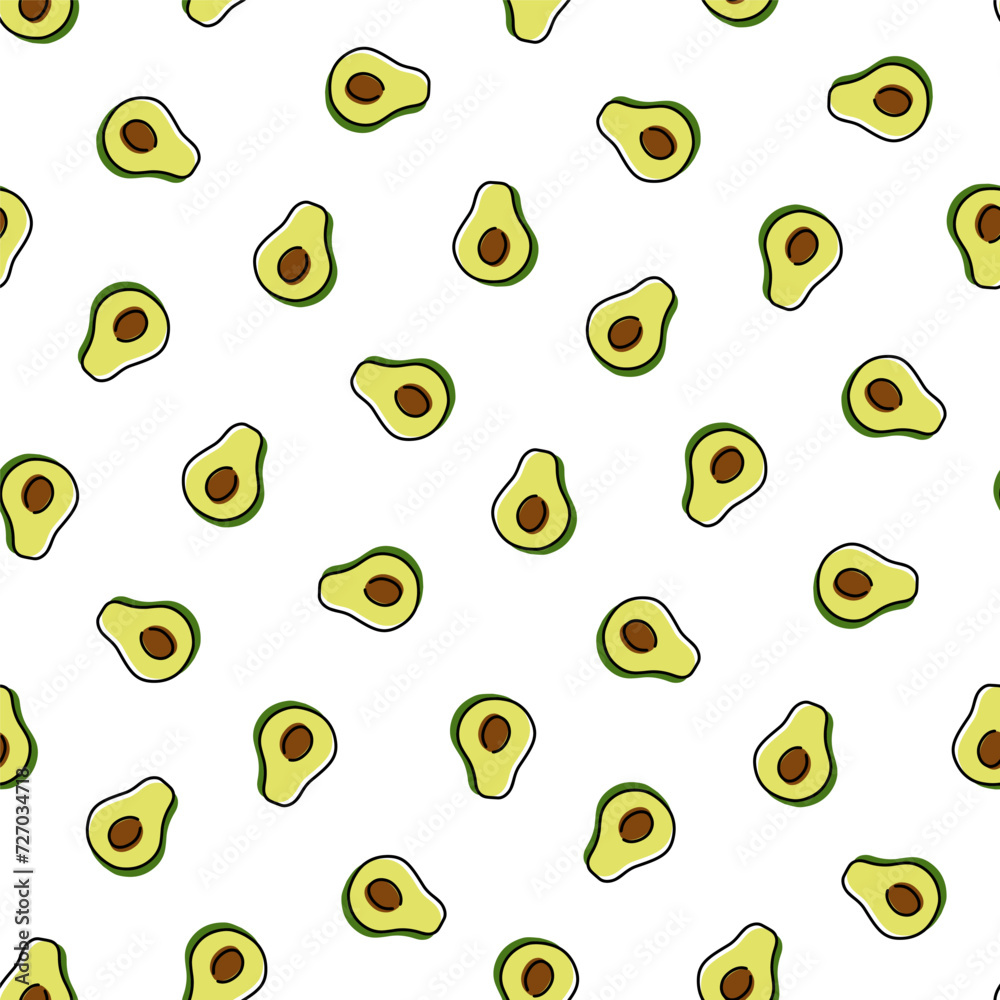 Seamless pattern with green avocados