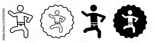 Karate fighter set in black and white color. Karate fighter simple flat icon vector