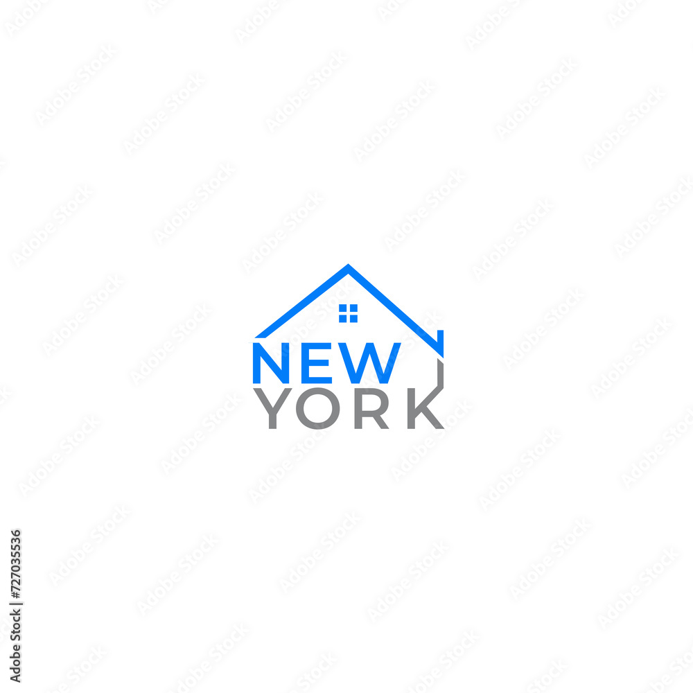 The NEWYORK logo with a minimalist house is suitable for real estate and construction companies The NEWYORK logo with a minimalist house is suitable for real estate and construction companies