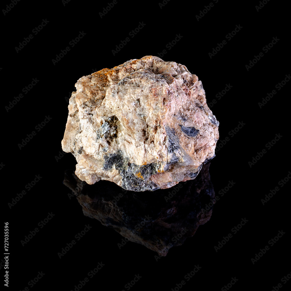 Mineral stone on a black background close-up
