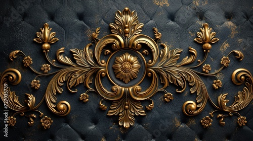 Vintage ornament heraldic golden background, generative ai,