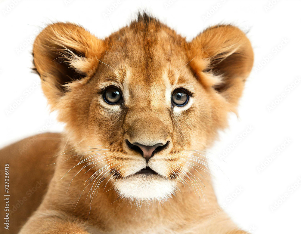 Baby Löwe isoliert auf weißen Hintergrund, Freisteller
