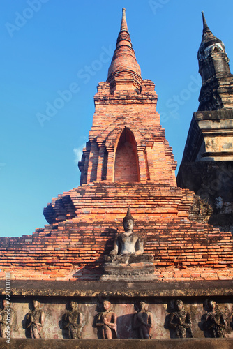 Ruins of buddhist cult sites in Sukhothai Historical Park  Thailand