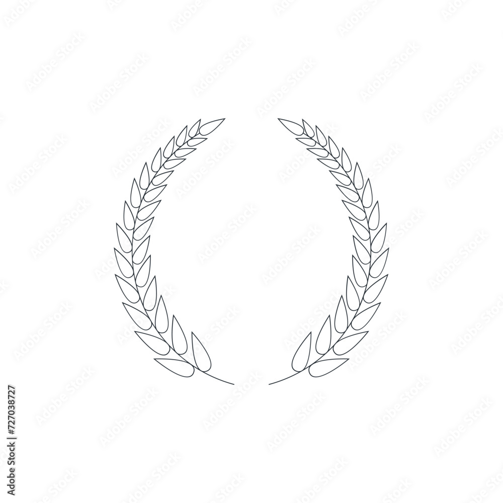 icon wreaths and branches with leaves. Hand drawing laurel wreaths and branches icon wreaths and branches with leaves. Hand drawing laurel wreaths and branches