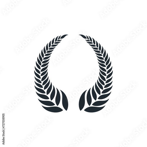 icon wreaths and branches with leaves. Hand drawing laurel wreaths and branches