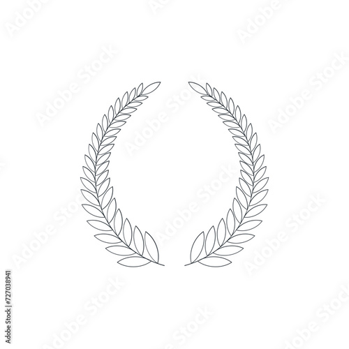 icon wreaths and branches with leaves. Hand drawing laurel wreaths and branches