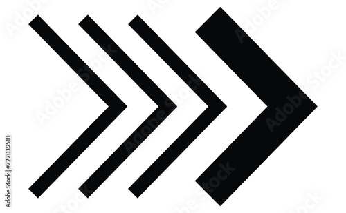 Arrow icons group. Set of black arrows symbols with blend effect. Chevron symbols. Vector isolated on white background.