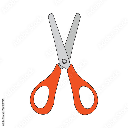 Kids drawing Cartoon Vector illustration papercraft scissors Isolated in doodle style
