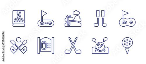 Golf line icon set. Editable stroke. Vector illustration. Containing golf course, birdie, lesson, golf sticks, golf ball, golf, golf field.