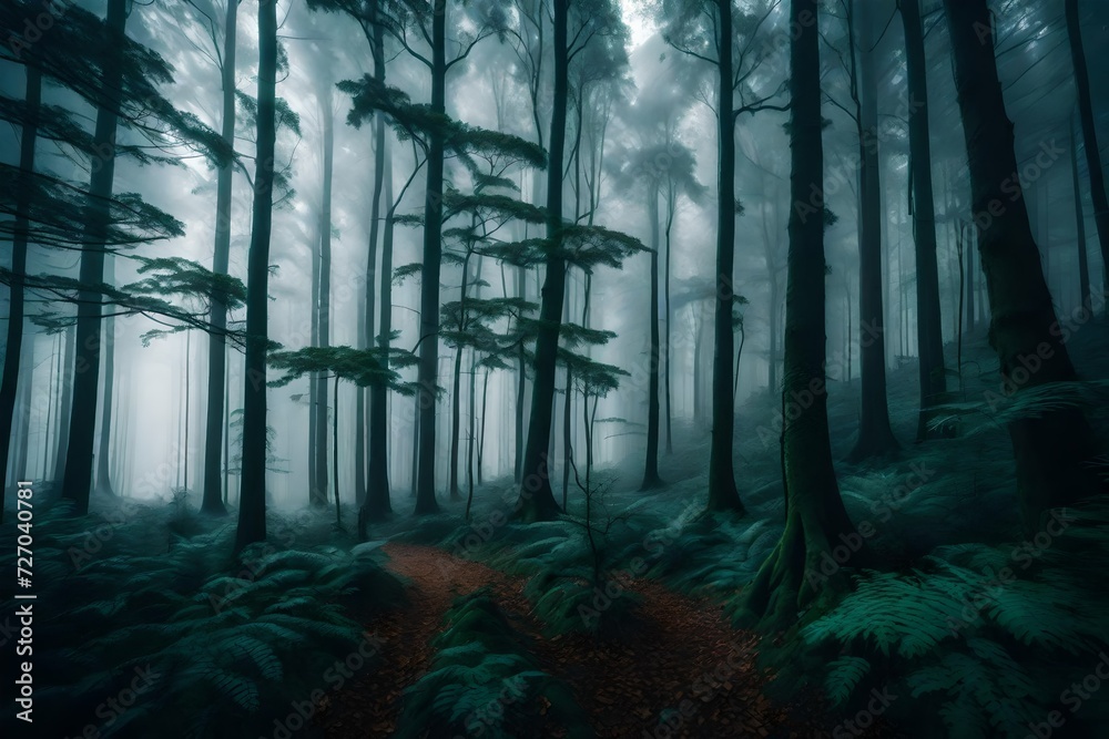 Obraz premium forest landscapes in misty morning