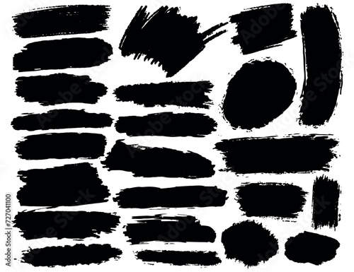 Big collection of grunge badge brush, ink brush strokes, brushes, lines box, dirt artistic design elements. Brush black paint ink stroke frame. Vector black paint brush set. Brush stroke paint boxes.