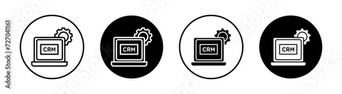 CRM flat line icon set. CRM Thin line illustration vector