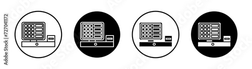 POS system flat line icon set. POS system Thin line illustration vector