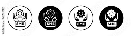 SME flat line icon set. SME Thin line illustration vector