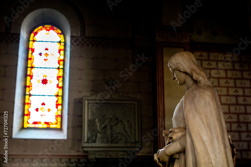 Joan of Ark statue in Notre Dame de la Gare catholic church, Paris, France photo