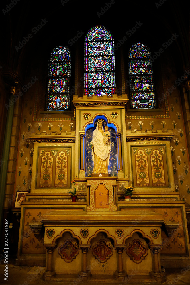 Inside Saint Jean-Baptiste (St John the Baptist) de Belleville catholic church, Paris