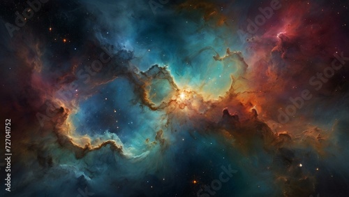 Nebula and galaxies in space. Abstract background