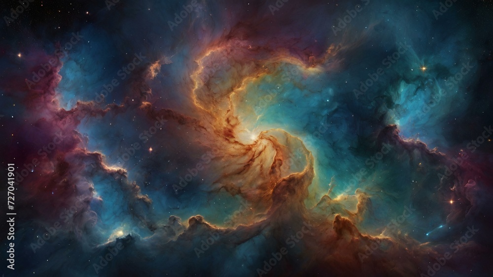 Nebula and galaxies in space. Abstract background