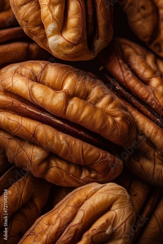 Macro shot of a pecan. A nut rich in protein and micronutrients
