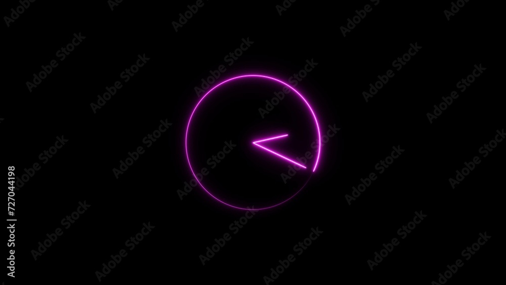 Clock icon neon light 24 Hour Day Fast Speed. magenta circle digital and analog clock neon looped black background 4k illustration. Clock icon neon light 24 Hour Day Fast Speed. magenta circle digital and analog clock neon looped black background 4k illustration.