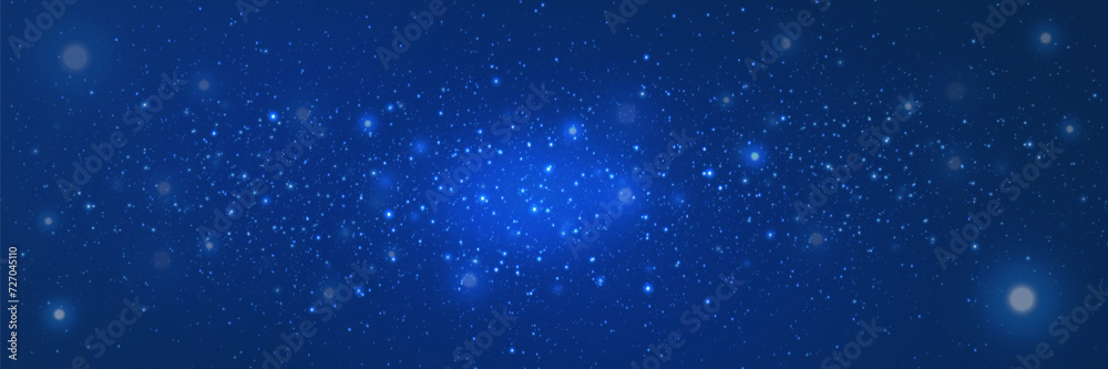Starry night sky. Stars on a night background with glare of light. Galaxy space background. - obrazy, fototapety, plakaty 