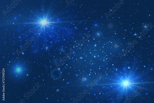 Starry night sky. Stars on a night background with glare of light. Galaxy space background. photo