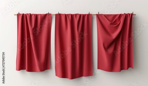 Flying red silk textile fabric flag background, Smooth elegant red, white background, flag curtain high quality
