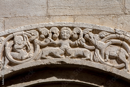 Santa Maria Maggiore cathedral, Barletta, Puglia, Italy. Relief detail