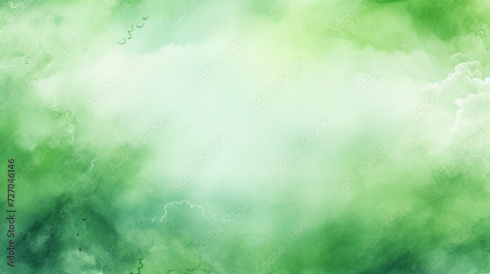 Abstract green watercolor background.Hand painted watercolor. Generative AI