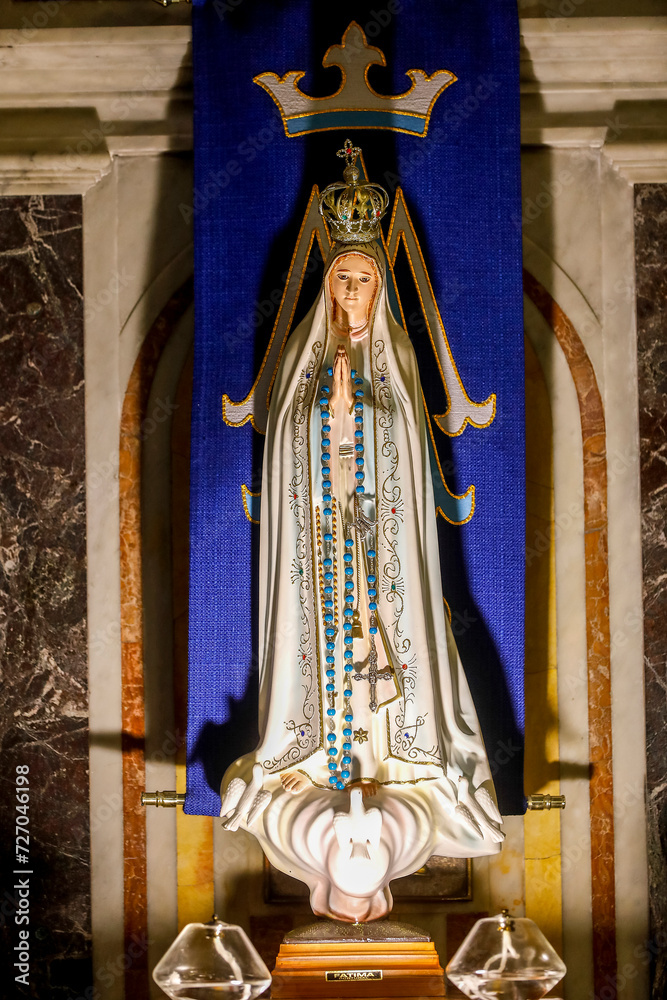Fatima Virgin Mary statue in San Domenico's church, Bari, Italy