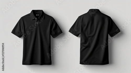 This trendy black polo shirt mockup is perfect for showcasing your own designs. The front and back view provide ample space for adding graphics, logos, or patterns. The blank canvas allows c © stocker