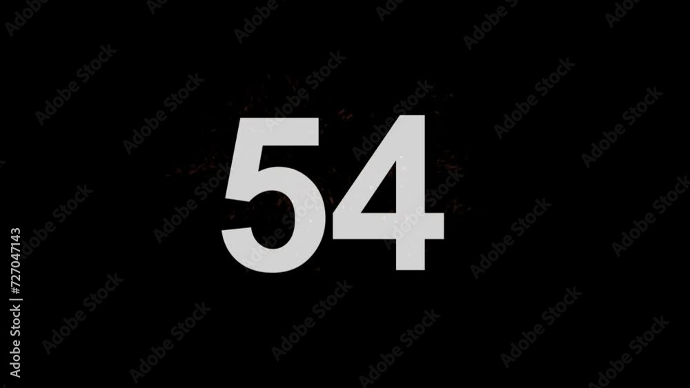 Number 54 on fire with alpha channel, number fifty four Number 54 on fire with alpha channel, number fifty four