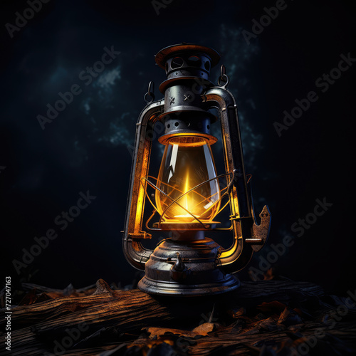 Old lantern in the forest for camping at night
